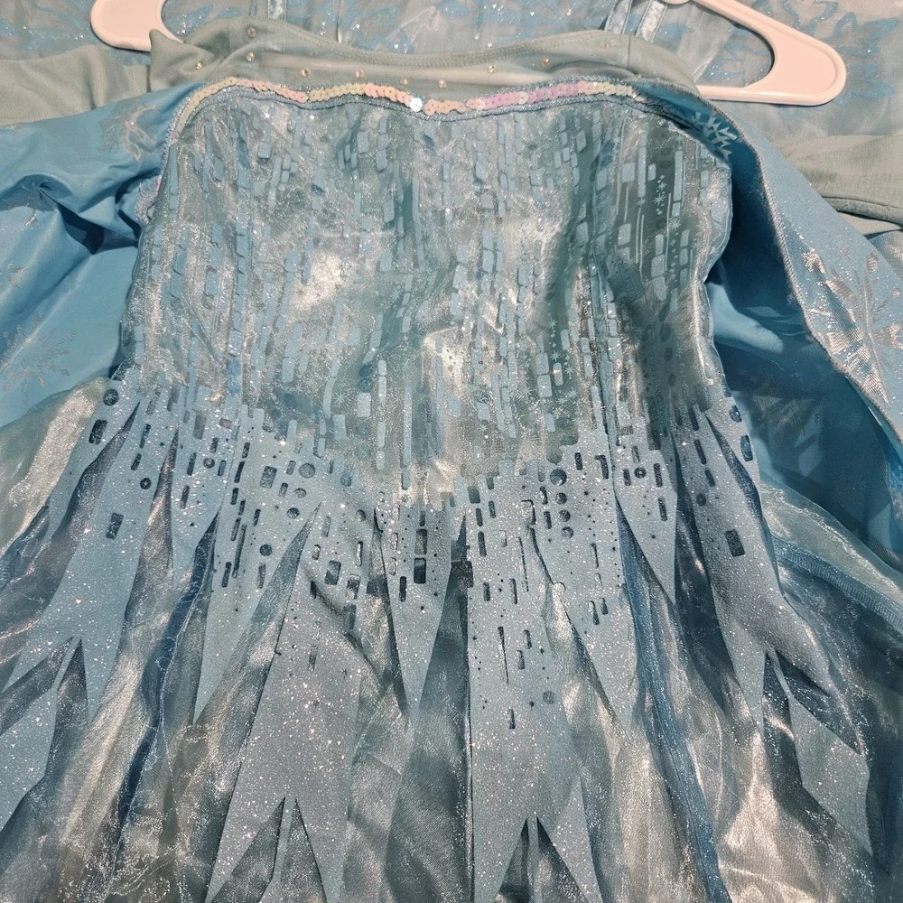 Disney Store Elsa Costume Dress Girls Size 7/8 Frozen Sleeve Wear Pilling‎